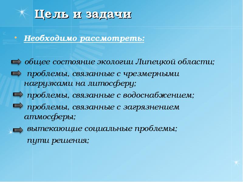 Задачи проекта загрязнение атмосферы