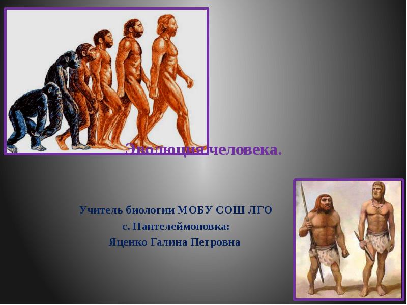 Эволюция человека.   Учитель биологии МОБУ СОШ ЛГО  с.