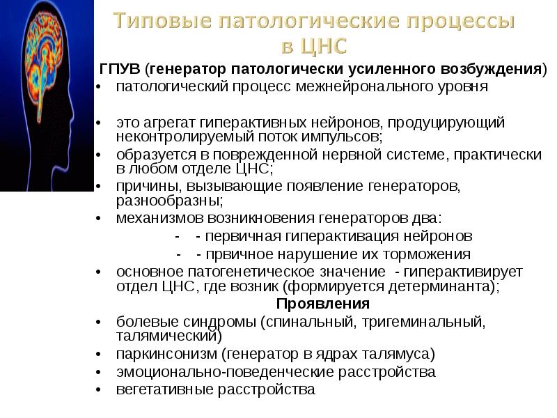 Схема механизмов формирования генератора патологически усиленного возбуждения