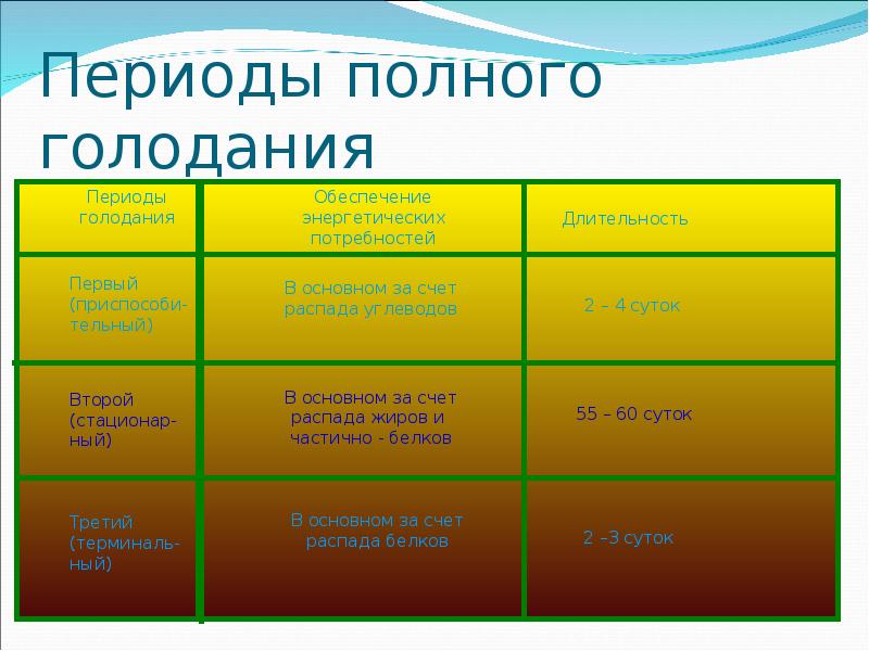 Неполное и полное голодание презентация