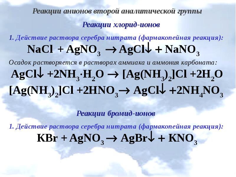 Ряд анионов. Анионы второй аналитической группы. Качественные реакции на хлорид ионы. Качественные реакции на анионы 2 аналитической группы. Реакция на хлорид ионы.