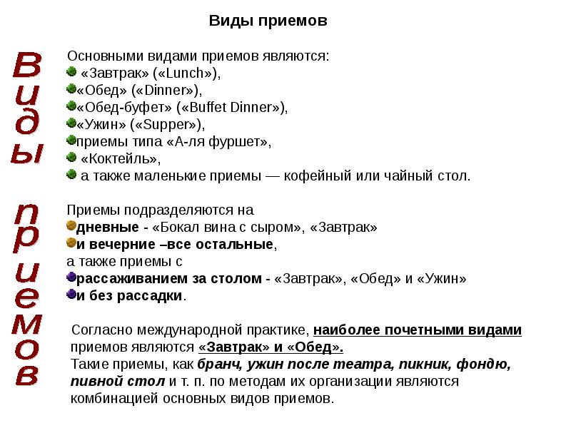 Виды и особенности деловых приемов и деловой этикет презентация