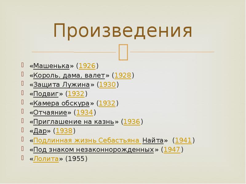 Набоков презентация к уроку литературы 11 класс