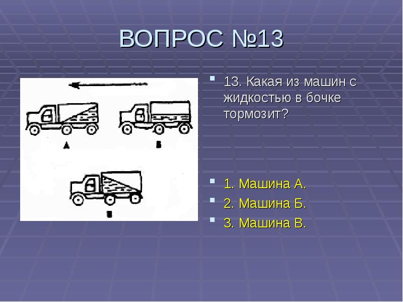 Какая машина тормозит укажите правильный вариант ответа рисунок 2 рисунок 3 рисунок 1