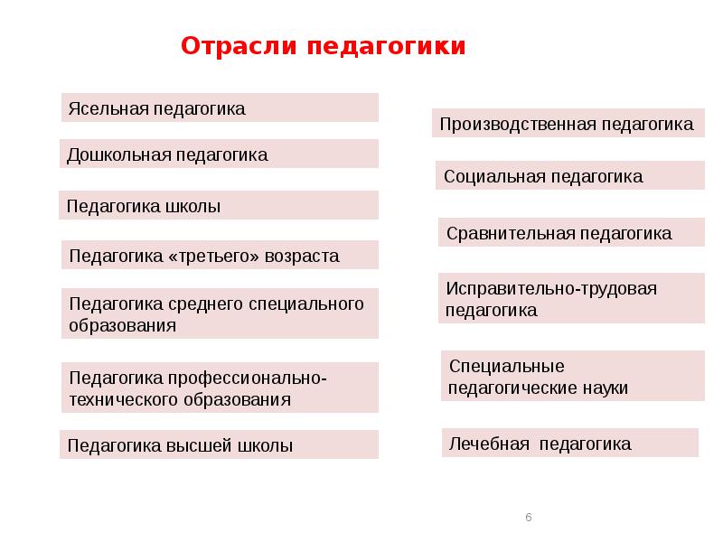 Отрасли педагогики презентация