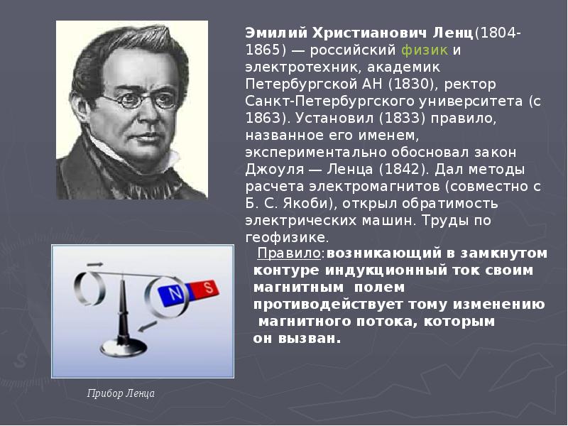 Ленц правило. Эмилий Христианович Ленц открытия. Эмилий Ленц физик открытия. Портрет Ленца. Джоуль Ленц изобретения.