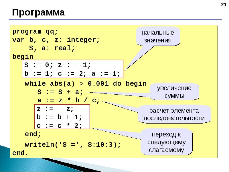 Цикл for презентация