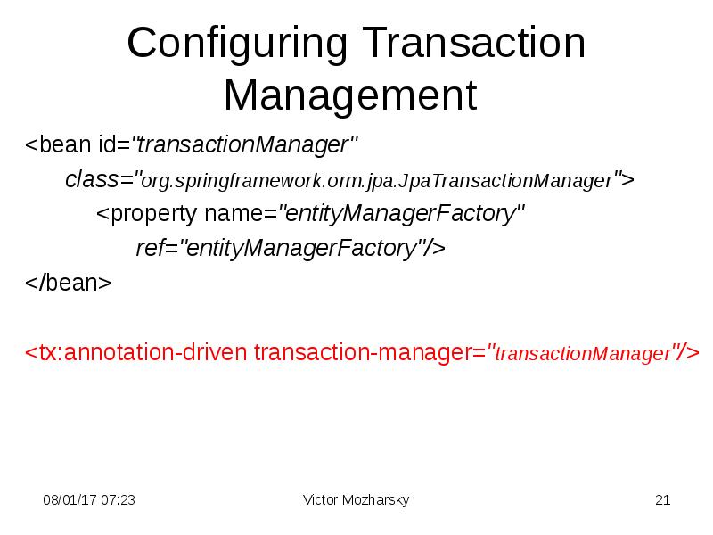 Transaction manager. Transaction Management.