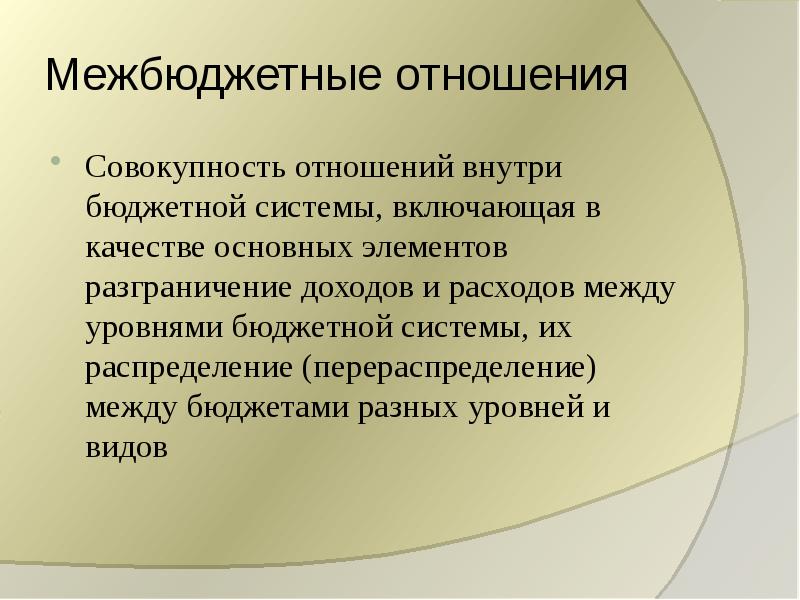 Межбюджетные отношения презентация