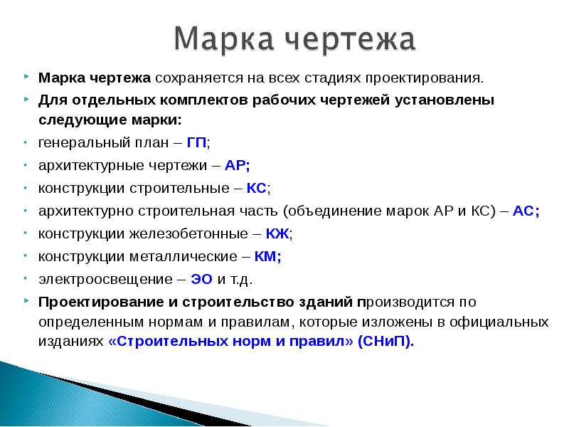 Содержание рабочего чертежа стадия разработки