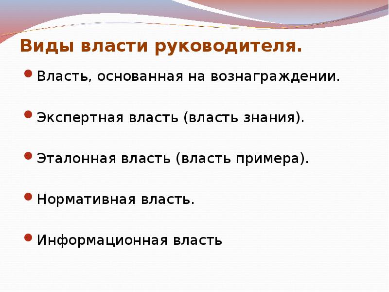 Виды власти руководителя презентация