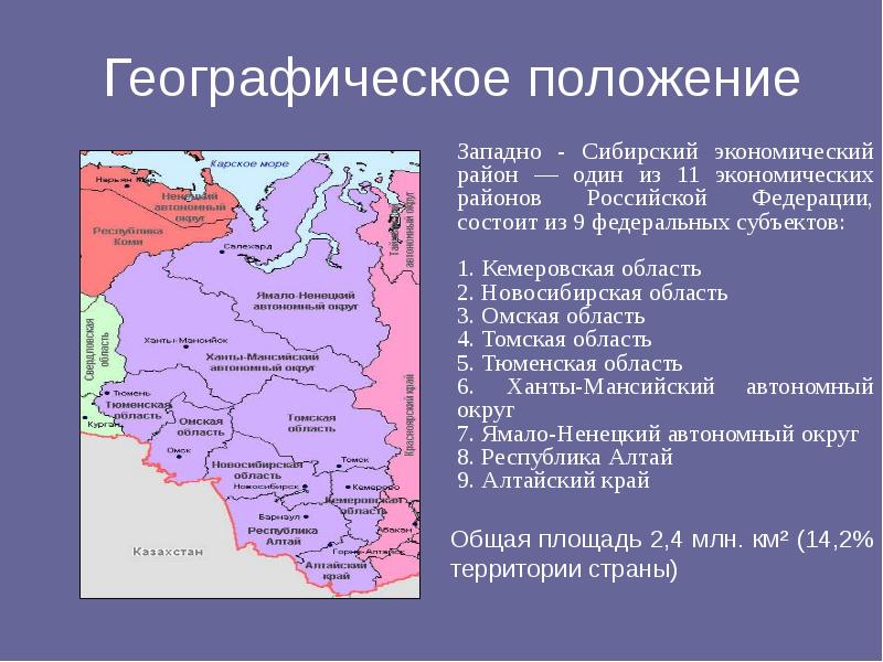 Западно сибирский район 9 класс презентация