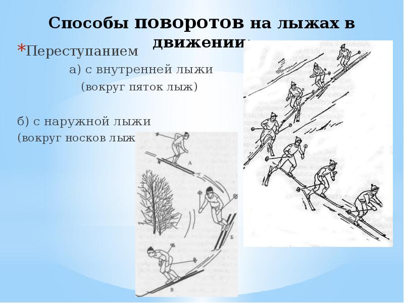 Лыжная подготовка реферат. Способы поворотов в движении на лыжах. Лыжная подготовка презентация. Повороты в движении переступанием с внутренней лыжи. Презентация на тему лыжная подготовка.