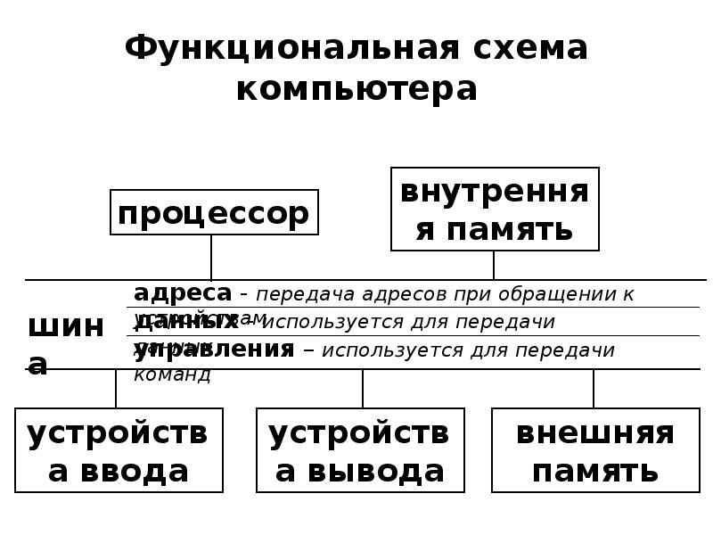 Функциональная схема компьютера основные устройства их функции и взаимосвязь кратко