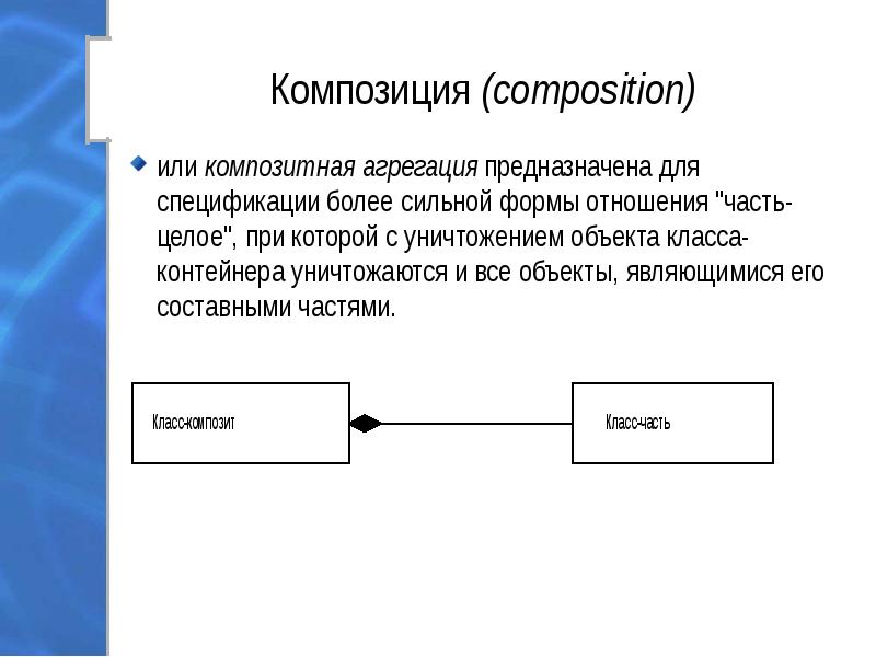 Диаграмма классов uml композиция