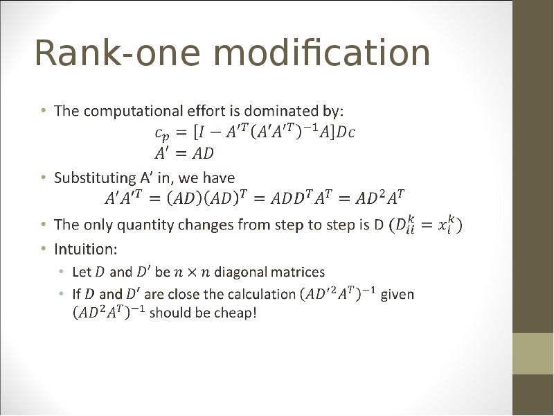 Rank-one modification Rank-one modification