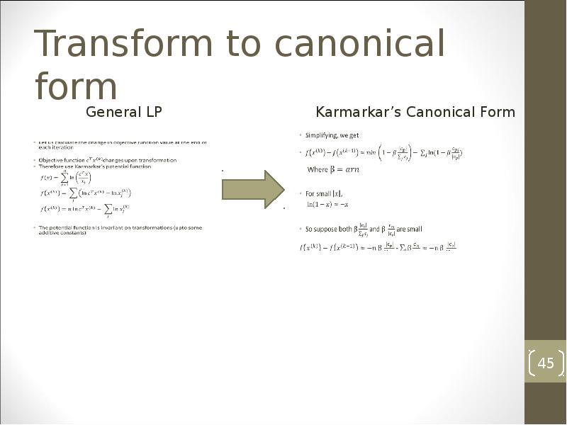 Transform to canonical form Transform to canonical form