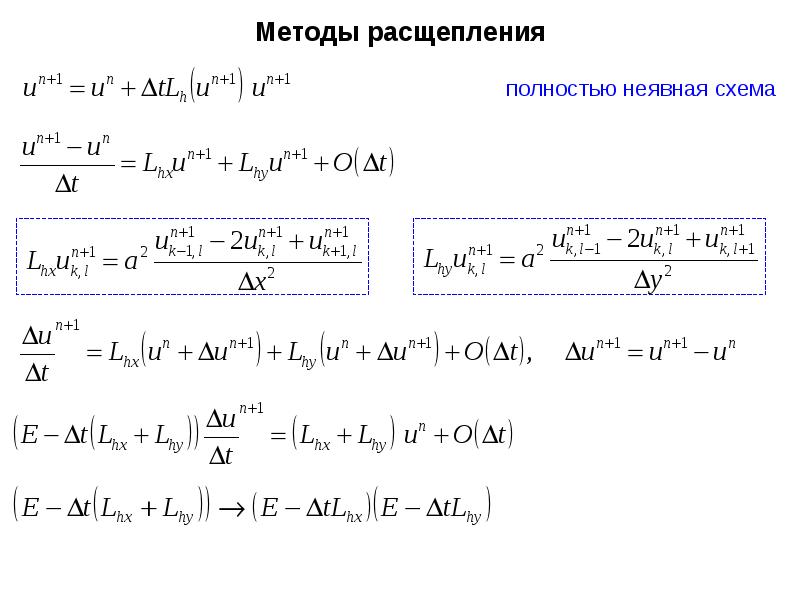 Разностные схемы для параболических уравнений