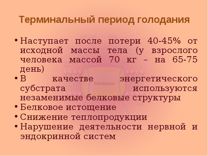 Типы голода. Периоды голодания. Терминальный период.