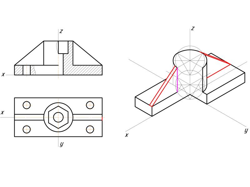 Разрезы в аксонометрических проекциях рис 199 как нарисовать