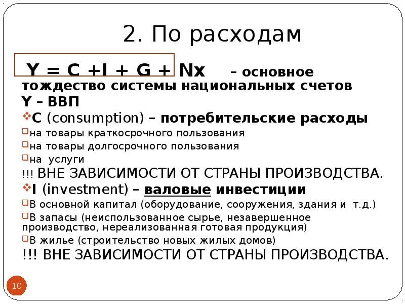 Инвестиции в ввп по расходам