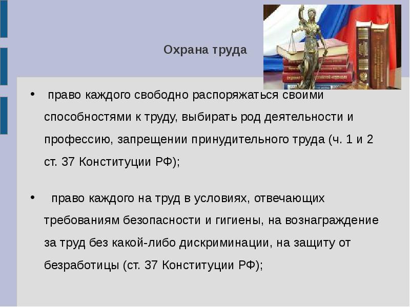 Право на труд в рф индивидуальный проект