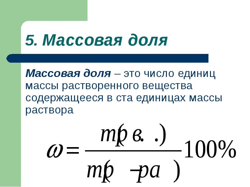 Презентация массовая доля растворенного вещества