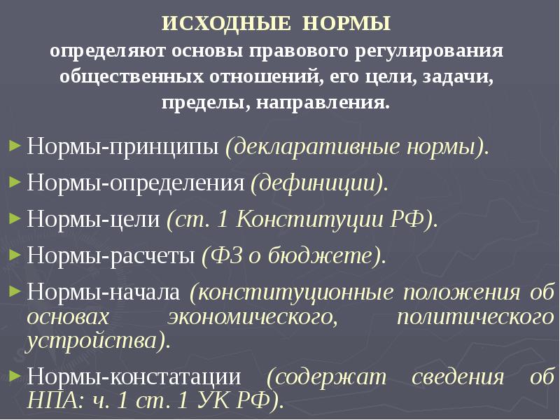 Принципы нормативно правового акта