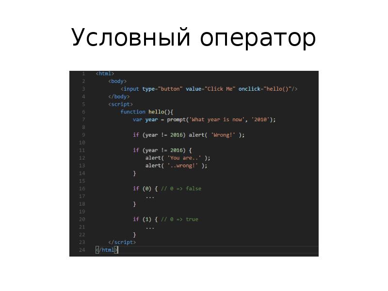 Условный оператор Условный оператор