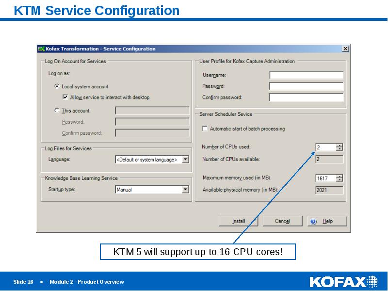 KTM Service Configuration