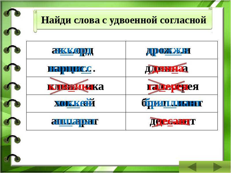 Презентация тренажер словарные слова 4 класс