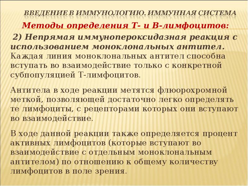 Схема постановки непрямой иммунопероксидазной реакции для определения количества cd19 лимфоцитов