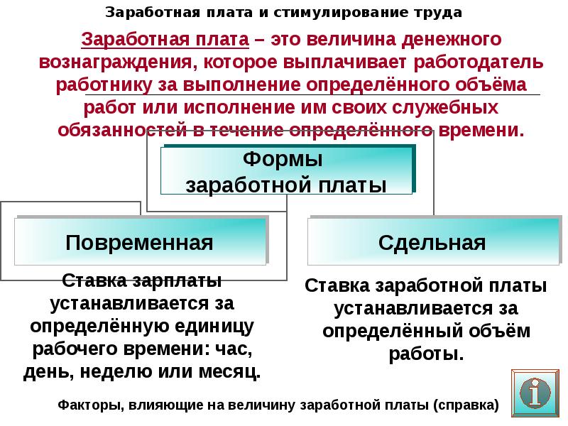 Заработная плата и стимулирование труда презентация