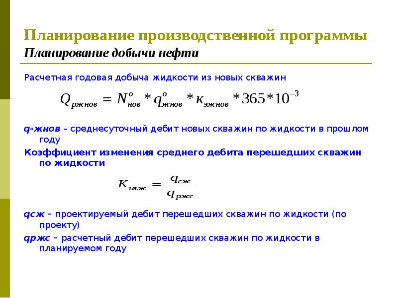 Проект производственной программы