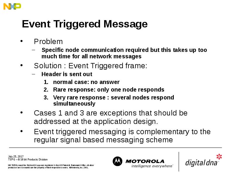 Event Triggered Message Problem Specific node communication required but this takes