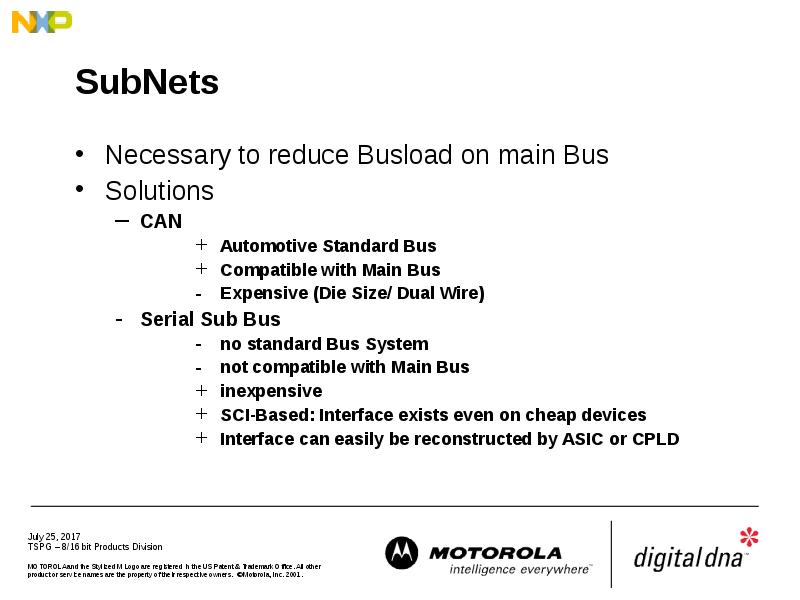 SubNets Necessary to reduce Busload on main Bus Solutions CAN 