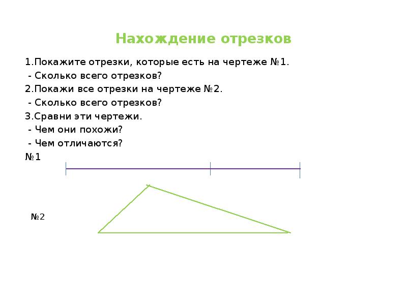 Сколько отрезков ты видишь на чертеже назови их