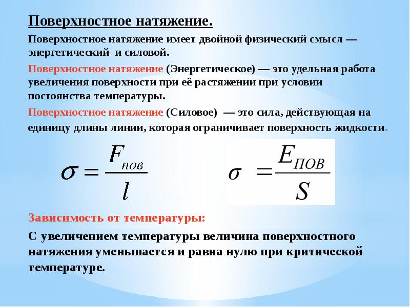 Сила поверхностного натяжения презентация