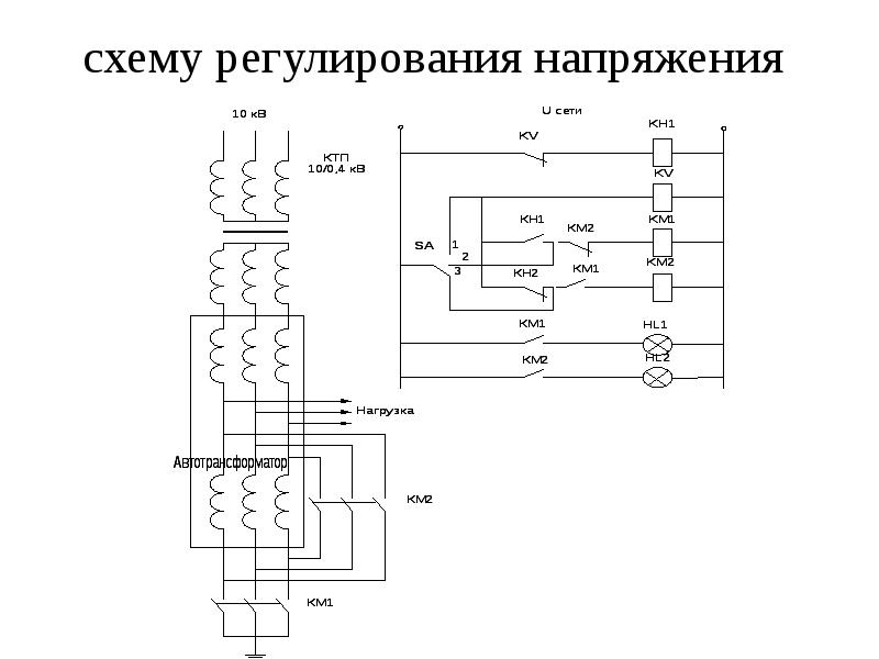 Регулирование напряжения. Хема регулирования напряжения ПБВ С трехфазным переключателем. Схемы регулирования напряжения трансформатора под нагрузкой. Схема регулирования напряжения РПН.