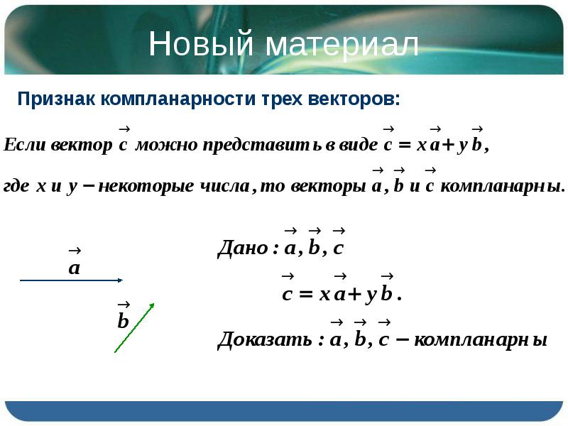 Компланарные векторы презентация