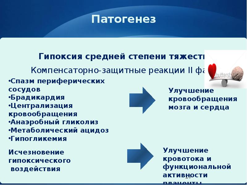 Патогенез
Гипоксия средней степени тяжести
Компенсаторно-защитные реакции II фаза Патогенез
Гипоксия средней степени тяжести
Компенсаторно-защитные реакции II фаза