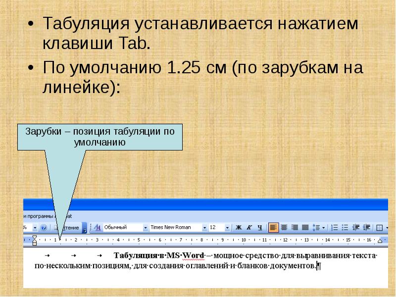 На каком из рисунков использована табуляция