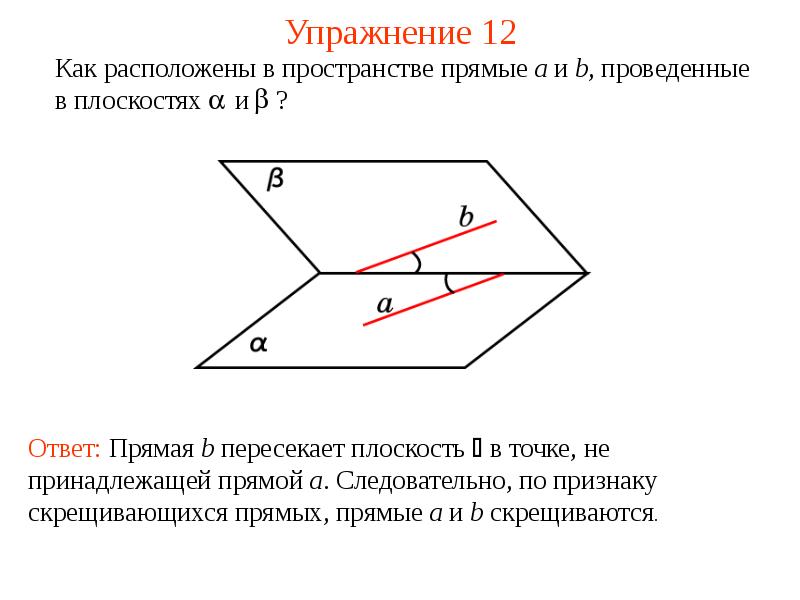 Какие прямые на рисунке скрещиваются с прямой с