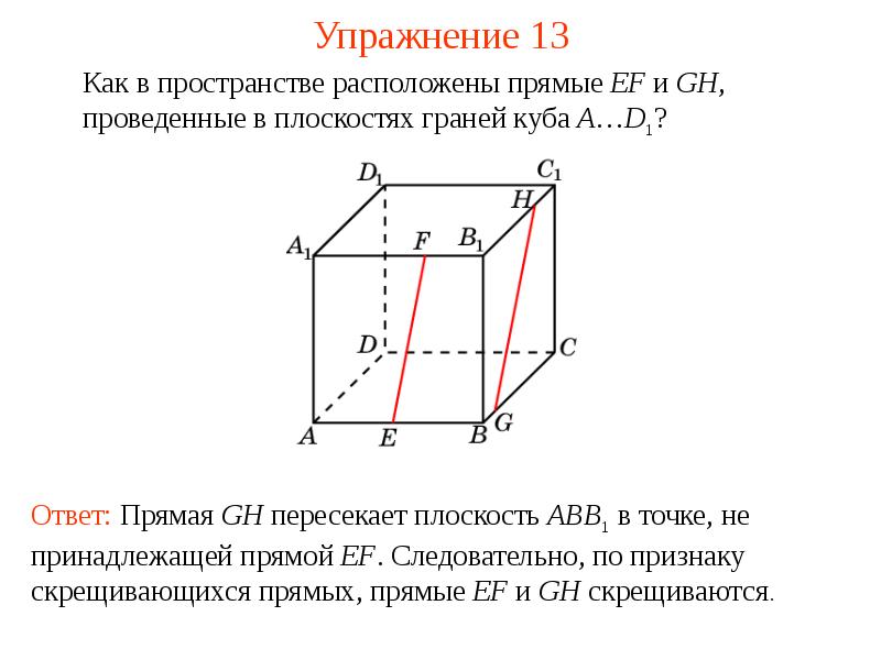 На каком чертеже представлены скрещивающиеся прямые