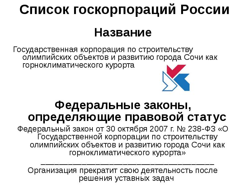 Государственная корпорация презентация