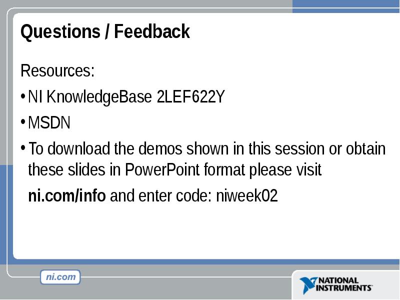 Feedback questions. Feedback questions