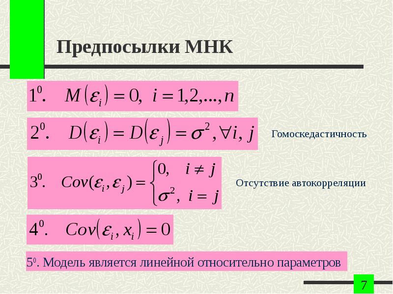 Предпосылки мнк