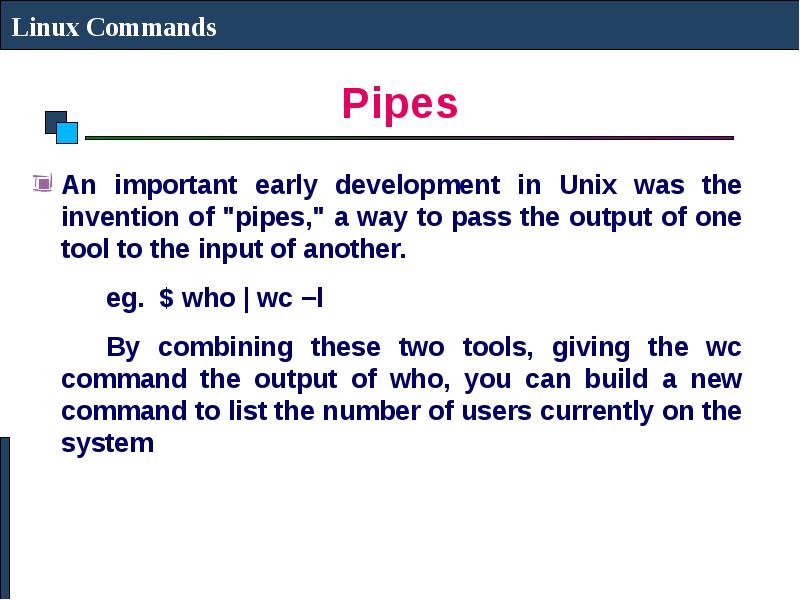 Pipe command. Pipe command