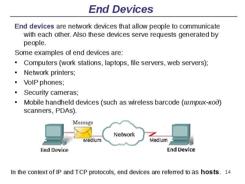 End Devices
End devices are network devices that allow people End Devices
End devices are network devices that allow people