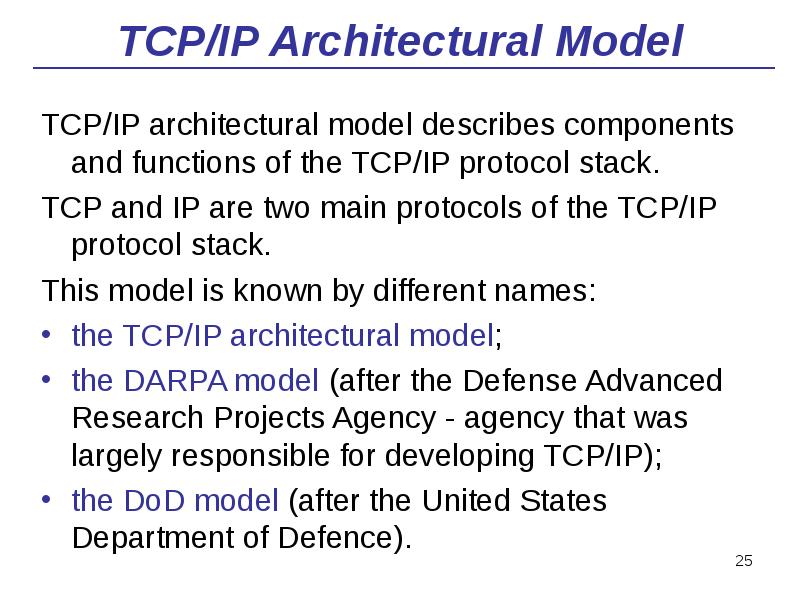 TCP/IP Architectural Model
TCP/IP architectural model describes components and functions of TCP/IP Architectural Model
TCP/IP architectural model describes components and functions of